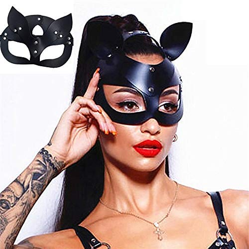 iFCOW Sexy Halbgesichtsmaske aus Leder für Damen Cosplay-Maske für Halloween Party Ball Tanz von iFCOW