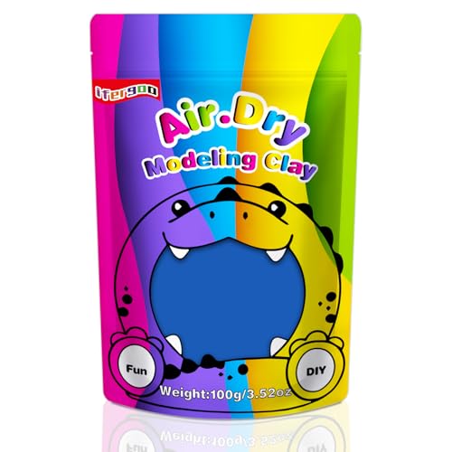 iFergoo Lufttrocknende Knete Ultra Light, Modelliermasse Selbsthärtend, Kreative Magische Clay für Kinder, DIY Bastelset, Geschenk für Jungen & Mädchen ab 3 Jahren 100g / 3.52oz (Blaue Knete) von iFergoo