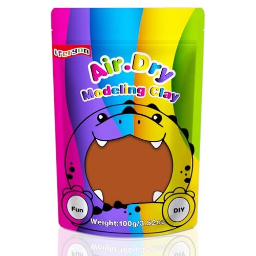 iFergoo Lufttrocknende Knete Ultra Light, Modelliermasse Selbsthärtend, Kreative Magische Clay für Kinder, DIY Bastelset, Geschenk für Jungen & Mädchen ab 3 Jahren 100g / 3.52oz (Braune Knete) von iFergoo