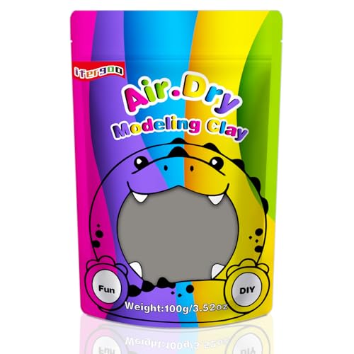 iFergoo Lufttrocknende Knete Ultra Light, Modelliermasse Selbsthärtend, Kreative Magische Clay für Kinder, DIY Bastelset, Geschenk für Jungen & Mädchen ab 3 Jahren 100g / 3.52oz (Graue Knete) von iFergoo