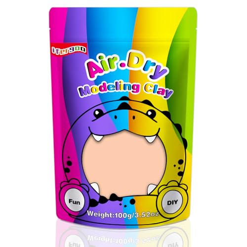 iFergoo Lufttrocknende Knete Ultra Light, Modelliermasse Selbsthärtend, Kreative Magische Clay für Kinder, DIY Bastelset, Geschenk für Jungen & Mädchen ab 3 Jahren 100g / 3.52oz (Hautfarbene Knete) von iFergoo