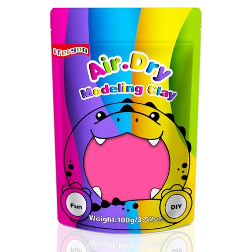 iFergoo Lufttrocknende Knete Ultra Light, Modelliermasse Selbsthärtend, Kreative Magische Clay für Kinder, DIY Bastelset, Geschenk für Jungen & Mädchen ab 3 Jahren 100g / 3.52oz (Rosa Knete) von iFergoo