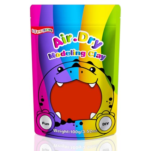 iFergoo Lufttrocknende Knete Ultra Light, Modelliermasse Selbsthärtend, Kreative Magische Clay für Kinder, DIY Bastelset, Geschenk für Jungen & Mädchen ab 3 Jahren 100g / 3.52oz (Rote Knete) von iFergoo