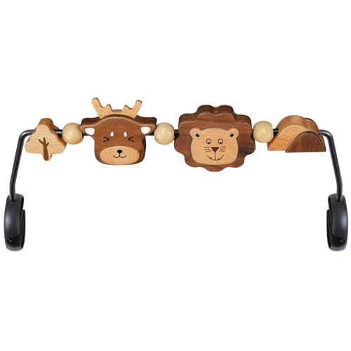 iGRATENS Dreidimensionale Spielzeugstange für Babywippen, Spielzeug für Babywippen Soft & Bliss, einfach anzubringen und zu entfernen, Spielzeug aus Naturholz, Design für Babys, Löwe & Hirsch von iGRATENS