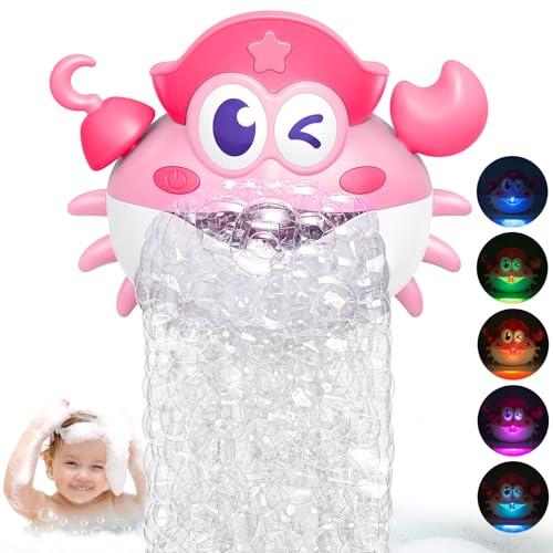 iKidiki Badewannenspielzeug Baby, Geschenk Mädchen 1 2 3 4 5 Jahre Badespielzeug Krabbe Baby Spielzeug ab 1-5 Jahre Mädchen Schaummaschine Badewanne Geburtstagsgeschenk für Mädchen von iKidiki