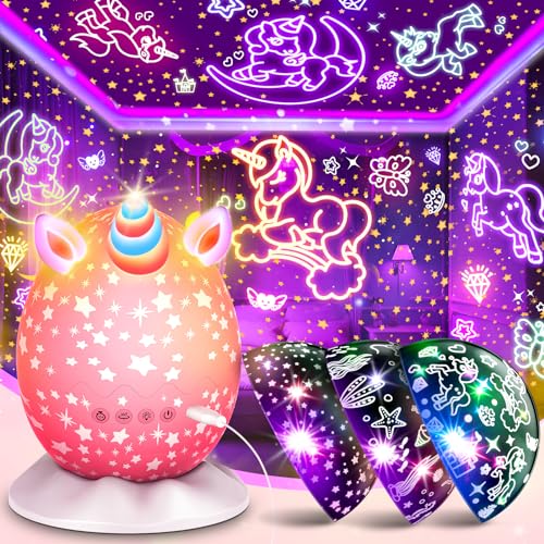 Einhorn Gschenke für Mädchen 2-8 Jahre, Einhorn Sternenhimmel Projektor Kinder Geschenk Mädchen 2 3 4 5 6 7 8 Jahre Nachtlicht Kinder Spielzeug Mädchen ab 3 4 5 6 7 Jahre Projektor Lampe Kinder von iKidiki