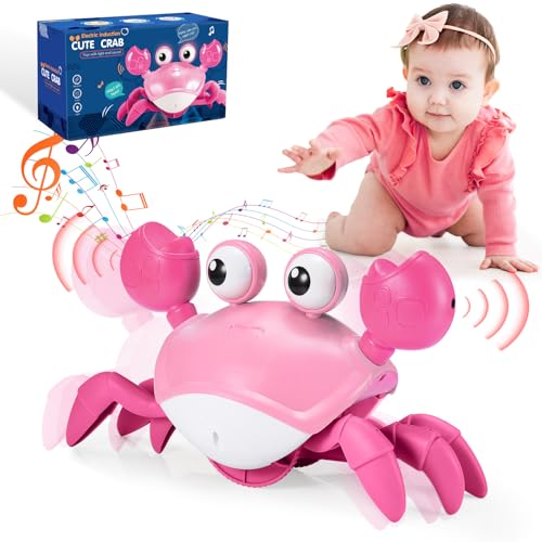iKidiki Krabbelspielzeug Baby Geschenk Mädchen 1 2 3 4 Jahre, Spielzeug ab 1-4 Jahre Mädchen Krabbe Baby Spielzeug Geburtstagsgeschenk für Mädchen Musikalische Spielzeuge für Babies Tummy Time Toys von iKidiki