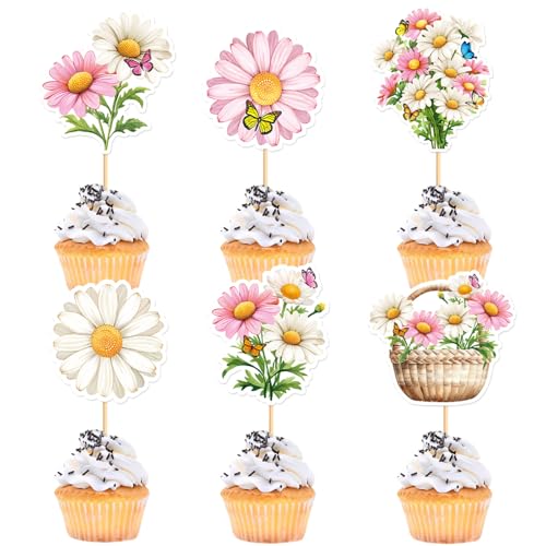 iMagitek 48 Stück Gänseblümchen-Cupcake-Aufsätze, Gänseblümchen, Kuchendekorationen, Zahnstocher, Frühlings-Gänseblümchen, Cupcake-Topper für Babyparty, Geburtstag, Hochzeit, Zubehör iMagitek 48 Stück Gänseblümchen-Cupcake-Aufsätze, Gänseblümchen, Kuchendekorationen, Zahnstocher, Frühlings-Gänseblümchen, Cupcake-Topper für Babyparty, Geburtstag, Hochzeit, Zubehör von iMagitek