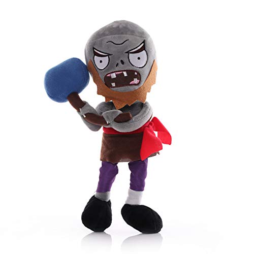 iMuMi Beruf PVZ Plüsch, 30 cm, niedliche Pflanzen gegen Zombies, Plüschtier, Offizier, Geschäftsmann, Bauer, Dieb, Ritter, Zombie, Cosplay, Stofftierpuppe, Geschenk für Fans (Hammer-Zombie) von iMuMi
