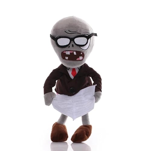 iMuMi Beruf PVZ Plüsch, 30 cm, niedliche Pflanzen gegen Zombies, Plüschtier, Offizier, Geschäftsmann, Bauer, Dieb, Ritter, Zombie, Cosplay, Stofftierpuppe, Geschenk für Fans (Zeitungszombie) von iMuMi
