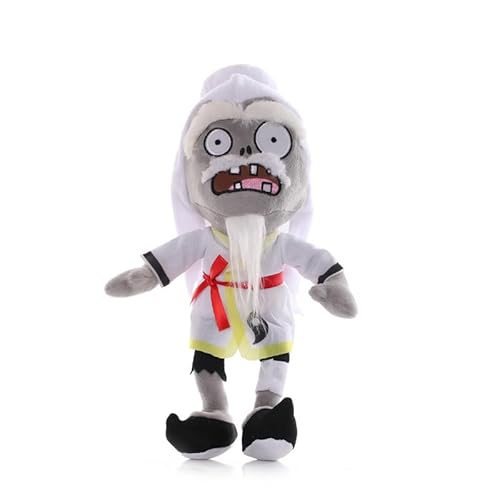 iMuMi Chinesische Charaktere Zombie-Plüsch, 30 cm, niedliches PVZ-Plüschtier, Cosplay, chinesisches antikes Kostüm, Pflanzen gegen Zombies, Plüsch-Talisman/Qigong, weiche Puppe für Fans (weißer von iMuMi