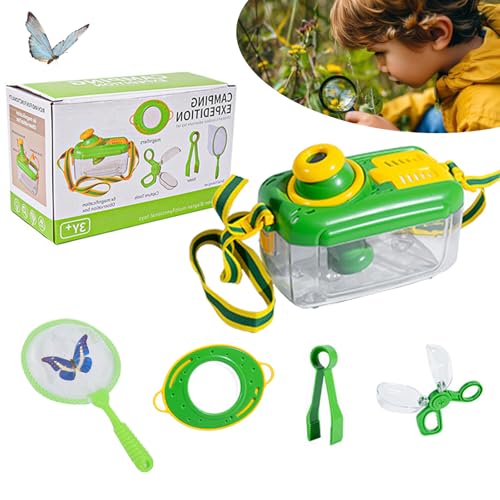 Kinder Insekten Sammelbox mit Einziehbares Lupe Junge Mädchen Insekt Viewer Box mit 360° Verstellbare Linse Draussen Forscherset für Kinder Pädagogisches Insektenjagd-Set für Outdoor-Abenteuer Kinder Insekten Sammelbox mit Einziehbares Lupe Junge Mädchen Insekt Viewer Box mit 360° Verstellbare Linse Draussen Forscherset für Kinder Pädagogisches Insektenjagd-Set für Outdoor-Abenteuer von iNelihoo