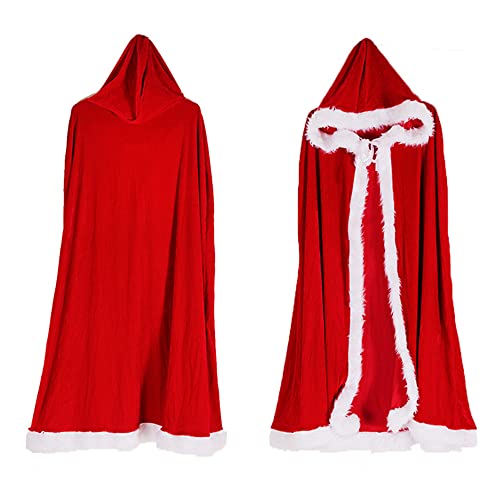 iNszkoos Erwachsenes Kind Weihnachtsmann Umhang Weihnachtskostüme Kapuzen Cape Red Robe mit weißer Kapuze für Frauen Männer Kind, Weihnachten Cosplay Party Kostüm Foto Requisiten iNszkoos Erwachsenes Kind Weihnachtsmann Umhang Weihnachtskostüme Kapuzen Cape Red Robe mit weißer Kapuze für Frauen Männer Kind, Weihnachten Cosplay Party Kostüm Foto Requisiten von iNszkoos