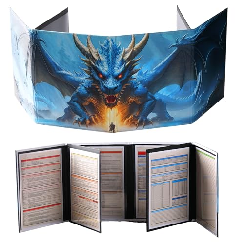 DND 5e DM Screen 8-Panel Kunstleder Deluxe mit schwingenden Wet-Erase Taschen und Dungeon Master Spickzettel Dungeons and Dragons GM Terrain Zubehör D&D Geschenk für TTRPG Game Masters von iPEAU