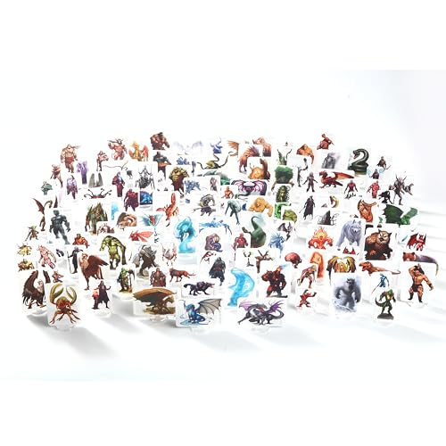 DND Miniatur Monsterkarten Dungeons and Dragons Starter Set 173 Fantasy Art Minis für D&D 5E Pathfinder 2e Flache Kunststofffiguren für TTRPG Tabletop RPG Spiele Zubehör Geschenk für DM von iPEAU