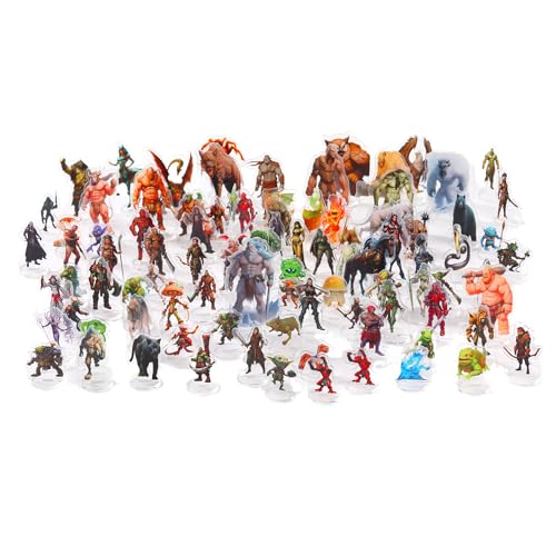 DND Miniatures Dungeons and Dragons Starter Kit, 99 Fantasy Art Minis for D&D 5E, Pathfinder, Flat Plastic Figures for TTRPG, Tabletop RPG Games, Accessories, Gift for DM von iPEAU