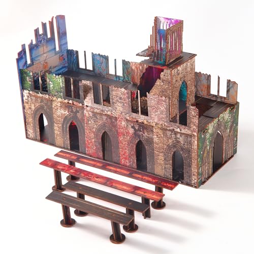 Gotisches Sci-Fi-Ruinen-Kathedralen-Gelände-Set für WH40K D&D Pathfinder, 28 mm Kill Team Wargames, RPGs & Miniaturschlachten Modulare Landschaft, Tabletop Wargaming Painted Buildings, Battlezone Gotisches Sci-Fi-Ruinen-Kathedralen-Gelände-Set für WH40K D&D Pathfinder, 28 mm Kill Team Wargames, RPGs & Miniaturschlachten Modulare Landschaft, Tabletop Wargaming Painted Buildings, Battlezone von iPEAU