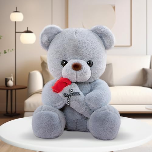 iPalamila Teddy Bear,Teddy mit Rose, 23 cm Teddybär Rose weiches Spielzeug,Teddybär klein für Mutter, Kinder, Mädchen, Geburtstag, Valentinstag von iPalamila