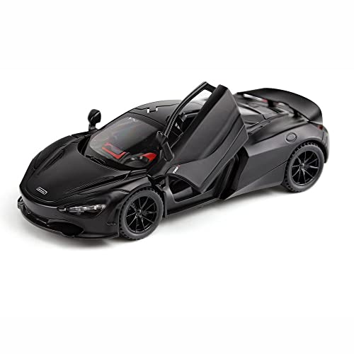 McLaren 720er Jahre Spielzeugfahrzeug aus Metalllegierung, zum Zurückziehen, Druckguss-Auto mit Lichtern und Sound, Schwarz von iPariser