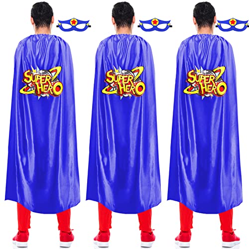 Superhelden-Umhänge und Masken für Erwachsene, Superhelden-Kostüme für Frauen und Herren, Halloween, Verkleidung, Partygeschenke, 3 Stück (Meerblau) von iROLEWIN