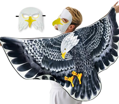 iROLEWIN Doppelseitiges Weißkopfseeadler-Kostüm für Erwachsene, 3D-Vogel-Maske, Tierverkleidung, Festival, Cosplay, Partygeschenke von iROLEWIN