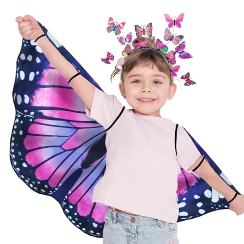 iROLWIN Doppelseitiges Schmetterlingsflügel-Kostüm für kleine Mädchen, Feenkostüm, Schmetterlings-Stirnband, Halloween-Geschenke iROLWIN Doppelseitiges Schmetterlingsflügel-Kostüm für kleine Mädchen, Feenkostüm, Schmetterlings-Stirnband, Halloween-Geschenke von iROLEWIN