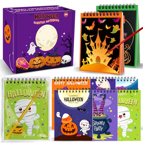 iRugosa hapfyer 24 Stück Kratzkunst, Halloween-Partygeschenke für Kinder, Regenbogen-Kratz-Notizbuch, Papier, Großpackung für Kinder, Halloween, Goodie Bag Stuffers, Studenten, Klassenzimmer, Basteln iRugosa hapfyer 24 Stück Kratzkunst, Halloween-Partygeschenke für Kinder, Regenbogen-Kratz-Notizbuch, Papier, Großpackung für Kinder, Halloween, Goodie Bag Stuffers, Studenten, Klassenzimmer, Basteln von iRugosa hapfyer