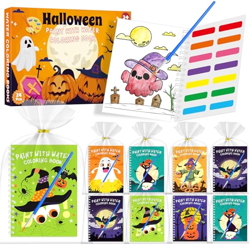 iRugosa hapfyer 24 Stück Wassermalbücher, Halloween-Partygeschenke für Kinder, Mini-Malbücher, Großpackung für Kinder, Halloween, Goodie Bag Stuffers, Studenten, Klassenzimmer, Basteln, Süßes oder von iRugosa hapfyer