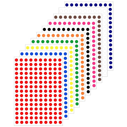 3000 Punkt-Aufkleber, farbige Punkte, runde Klebepunkte mit 10 sortierten farbigen Kreisen, selbstklebend, für Veranstaltungen, Aktivitäten, Schulen, Codierung, DIY, Handwerk, Geschenk, 10 mm, 150 von iSOUL