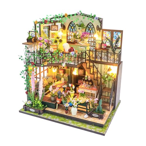 DIY Miniatur Haus Puppenhaus Gewächshaus mit Licht, DIY Mini Holz Haus Modell Set DIY Miniatur Haus Gewächshaus Holz Puppenhaus Miniatur mit Möbeln Bastelset Geburtstag Geschenke für Mädchen DIY Miniatur Haus Puppenhaus Gewächshaus mit Licht, DIY Mini Holz Haus Modell Set DIY Miniatur Haus Gewächshaus Holz Puppenhaus Miniatur mit Möbeln Bastelset Geburtstag Geschenke für Mädchen von iSpchen