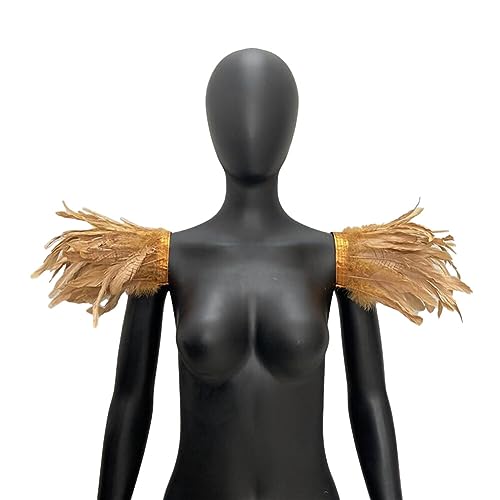 iSpchen Feather Schal Halloween Shrug Poncho Kragen langer Federn Pythonschlangen umwickelter Ponchorock Schulterzucken Feder Cape Stola Halloween Maskerade Kostüm Federschal #13 von iSpchen