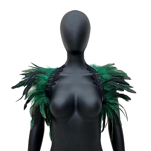 iSpchen Feather Schal Halloween Shrug Poncho Kragen langer Federn Pythonschlangen umwickelter Schal Ponchorock Schulterzucken Cape Stola Halloween-Kostüm Maskerade Kostüm Federschal #10 von iSpchen