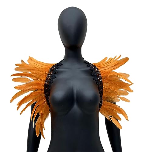 iSpchen Feather Schal Halloween Shrug Poncho Kragen langer Federn Pythonschlangen umwickelter Schal Ponchorock Schulterzucken Cape Stola Halloween-Kostüm Maskerade Kostüm Federschal #12 von iSpchen