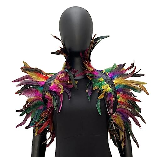 iSpchen Feather Schal Halloween Shrug Poncho Kragen langer Federn Pythonschlangen umwickelter Schal Ponchorock Schulterzucken Feder Cape Stola Halloween-Kostüm Maskerade Federschal Bunt iSpchen Feather Schal Halloween Shrug Poncho Kragen langer Federn Pythonschlangen umwickelter Schal Ponchorock Schulterzucken Feder Cape Stola Halloween-Kostüm Maskerade Federschal Bunt von iSpchen