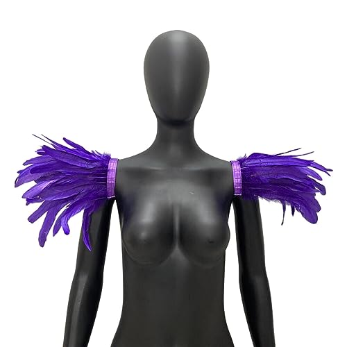 iSpchen Feather Schal Halloween Shrug Poncho Kragen langer Federn Pythonschlangen umwickelter Schal Ponchorock Schulterzucken Feder Cape Stola Halloween Maskerade Kostüm Federschal #17 von iSpchen