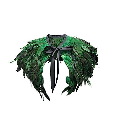 iSpchen Gotisch Feather Schal Halloween Shrug Poncho Kragen langer Federn Pythonschlangen umwickelter Schal Ponchorock Schulterzucken Feder Cape Halloween-Kostüm Maskerade Kostüm Grün iSpchen Gotisch Feather Schal Halloween Shrug Poncho Kragen langer Federn Pythonschlangen umwickelter Schal Ponchorock Schulterzucken Feder Cape Halloween-Kostüm Maskerade Kostüm Grün von iSpchen