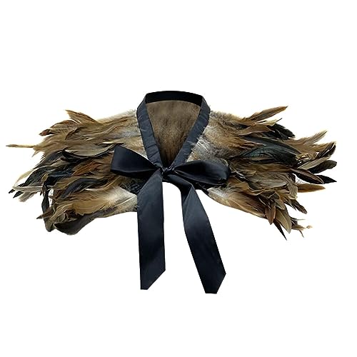 iSpchen Gotisch Feather Schal Halloween Shrug Poncho Kragen langer Federn Pythonschlangen umwickelter Schal Ponchorock Schulterzucken Feder Cape Halloween-Kostüm Maskerade wahre Farbe von iSpchen