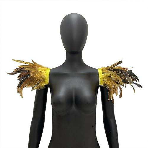 iSpchen Natural Feather Schal Halloween Shrug Poncho Kragen langer Federn Pythonschlangen umwickelter Schal Ponchorock Schulterzucken Feder Cape Stola Halloween-Kostüm Maskerade Kostüm Federschal #7 von iSpchen