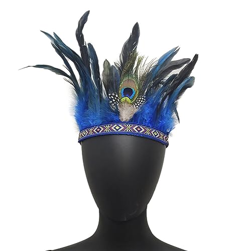 iSpchen Pineapple Traditioneller Indianer Inspirierter Kopfschmuck handgefertigt traditionellen Nordamerikanischer Erwachsene Feder Requisiten Art Kopfbedeckung Party Karneval Festival Saphir von iSpchen