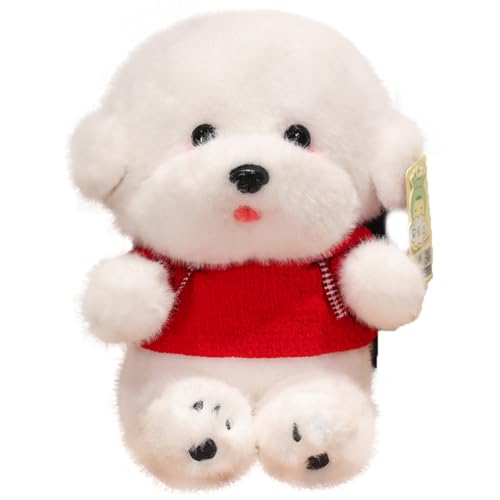 iSpchen plüschtier Hund Weiches Kuscheltier 35cm Soft Toy Gemütliches Schmusetier Flauschiges Stofftier Plüschkissen Spielzeug zum Kuscheln und Spielen für Kinder & Erwachsene,Rot von iSpchen