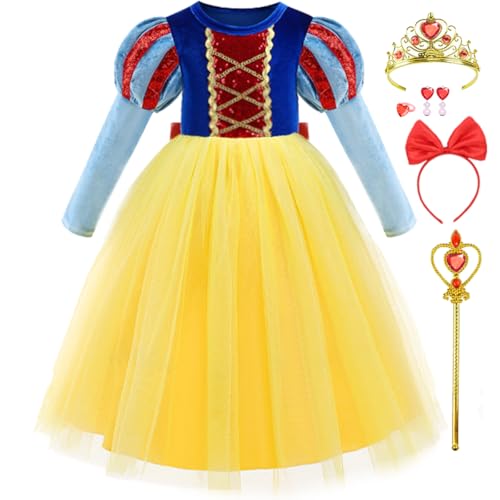 iTVTi Prinzessinnenkostüm für Mädchen, Kleider, Kleinkinder, Outfit für Halloween, Geburtstag, Party, Cosplay, mit Zubehör (Etikett 140) von iTVTi