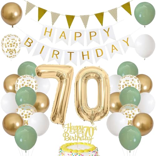 70. Geburtstag Dekoration Salbeigrüne, Grün Gold Luftballon Deko 70. Geburtstag mit Zahl 70 Folienballon, Happy Birthday Banner, Tortendeko für 70. Happy Birthday Deko Frau Mann 70. Geburtstag Dekoration Salbeigrüne, Grün Gold Luftballon Deko 70. Geburtstag mit Zahl 70 Folienballon, Happy Birthday Banner, Tortendeko für 70. Happy Birthday Deko Frau Mann von iWheat