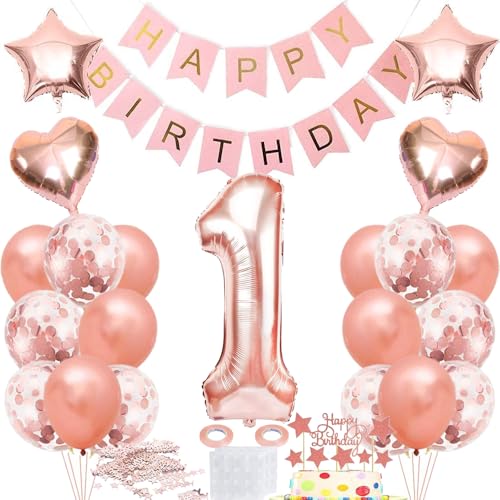 Luftballon 1. Geburtstag Roségold, Geburtstagdeko 1 Jahr Mädchen, Ballon 1. Geburtstag, Folienballon Zahl 1, Happy Birthday Banner Dekoration, Rosegold Party Deko Geschenk für 1 Jahr Mädchen Luftballon 1. Geburtstag Roségold, Geburtstagdeko 1 Jahr Mädchen, Ballon 1. Geburtstag, Folienballon Zahl 1, Happy Birthday Banner Dekoration, Rosegold Party Deko Geschenk für 1 Jahr Mädchen von iWheat