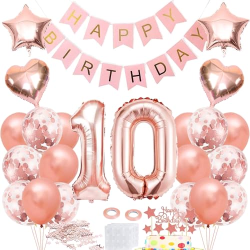 Luftballon 10. Geburtstag Roségold, Geburtstagdeko 10 Jahr Mädchen, Ballon 10. Geburtstag, Folienballon Zahl 10, Happy Birthday Banner Dekoration, Rosegold Party Deko Geschenk für 10 Jahre Mädchen Luftballon 10. Geburtstag Roségold, Geburtstagdeko 10 Jahr Mädchen, Ballon 10. Geburtstag, Folienballon Zahl 10, Happy Birthday Banner Dekoration, Rosegold Party Deko Geschenk für 10 Jahre Mädchen von iWheat