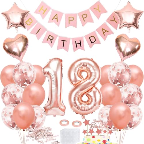 Luftballon 18. Geburtstag Roségold, Geburtstagdeko 18 Jahr Mädchen, Ballon 18. Geburtstag, Folienballon Zahl 18, Happy Birthday Banner Dekoration, Rosegold Party Deko Geschenk für 18 Jahre Mädchen Luftballon 18. Geburtstag Roségold, Geburtstagdeko 18 Jahr Mädchen, Ballon 18. Geburtstag, Folienballon Zahl 18, Happy Birthday Banner Dekoration, Rosegold Party Deko Geschenk für 18 Jahre Mädchen von iWheat