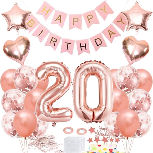 Luftballon 20. Geburtstag Roségold, Geburtstagdeko 20 Jahr Frau, Ballon 20. Geburtstag, Folienballon Zahl 20, Happy Birthday Banner Dekoration, Rosegold Party Deko Geschenk für 20 Jahre Frauen Luftballon 20. Geburtstag Roségold, Geburtstagdeko 20 Jahr Frau, Ballon 20. Geburtstag, Folienballon Zahl 20, Happy Birthday Banner Dekoration, Rosegold Party Deko Geschenk für 20 Jahre Frauen von iWheat