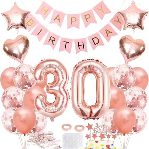 Luftballon 30. Geburtstag Roségold, Geburtstagdeko 30 Jahr Frau, Ballon 30. Geburtstag, Folienballon Zahl 30, Happy Birthday Banner Dekoration, Rosegold Party Deko Geschenk für 30 Jahre Frauen Luftballon 30. Geburtstag Roségold, Geburtstagdeko 30 Jahr Frau, Ballon 30. Geburtstag, Folienballon Zahl 30, Happy Birthday Banner Dekoration, Rosegold Party Deko Geschenk für 30 Jahre Frauen von iWheat