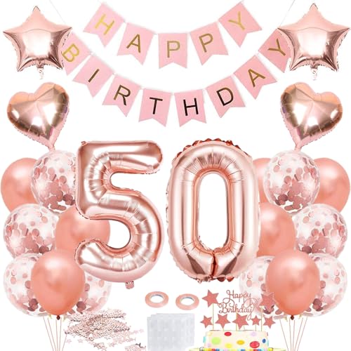 Luftballon 50. Geburtstag Roségold, Geburtstagdeko 50 Jahr Frau, Ballon 50. Geburtstag, Folienballon Zahl 50, Happy Birthday Banner Dekoration, Rosegold Party Deko Geschenk für 50 Jahre Frauen Luftballon 50. Geburtstag Roségold, Geburtstagdeko 50 Jahr Frau, Ballon 50. Geburtstag, Folienballon Zahl 50, Happy Birthday Banner Dekoration, Rosegold Party Deko Geschenk für 50 Jahre Frauen von iWheat