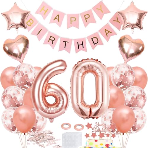 Luftballon 60. Geburtstag Roségold, Geburtstagdeko 60 Jahr Frau, Ballon 60. Geburtstag, Folienballon Zahl 60, Happy Birthday Banner Dekoration, Rosegold Party Deko Geschenk für 60 Jahre Frauen Luftballon 60. Geburtstag Roségold, Geburtstagdeko 60 Jahr Frau, Ballon 60. Geburtstag, Folienballon Zahl 60, Happy Birthday Banner Dekoration, Rosegold Party Deko Geschenk für 60 Jahre Frauen von iWheat