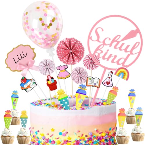 iZoeL 27 Stück Kuchendeko Schulanfang Mädchen SCHULKIND Tortendeko Einschulung Zuckertüte Cake Topper Konfetti Ballon Papierfächer ABC 123 Torten Cupcake Muffin Deko Tortenaufsätze iZoeL 27 Stück Kuchendeko Schulanfang Mädchen SCHULKIND Tortendeko Einschulung Zuckertüte Cake Topper Konfetti Ballon Papierfächer ABC 123 Torten Cupcake Muffin Deko Tortenaufsätze von iZoeL